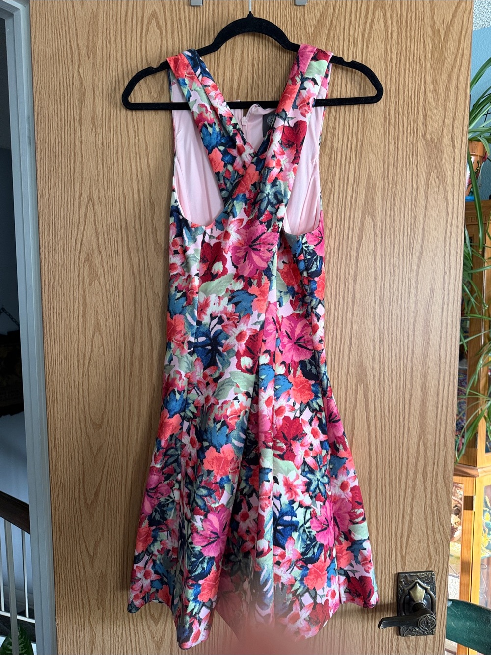 Vince Camuto Floral Fit-and-Flare Dress in Pink, Coral, Navy & Green